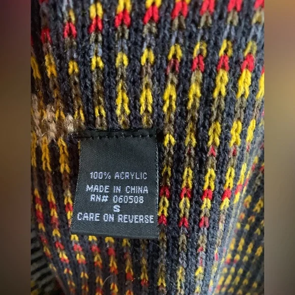 Boho Patterned cardigan sweater with fringe, NWT Size S angiesclothes - Picture 6 of 7